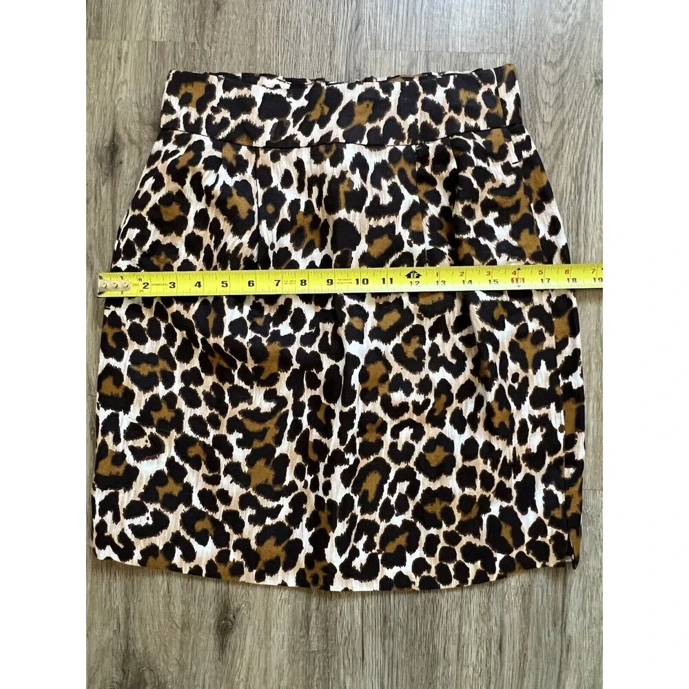 J Crew Womens Leopard Print Side Slit Linen Blend Pencil Skirt Size 4